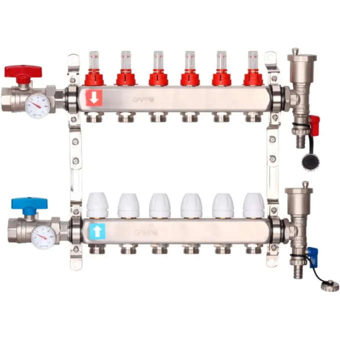 Коллектор регулируемый с расходомерами GAPPO G422,6 6-вых. X1
